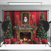Aperturee - Aperturee Red Luxury Photo Frame Festive Christmas Backdrop